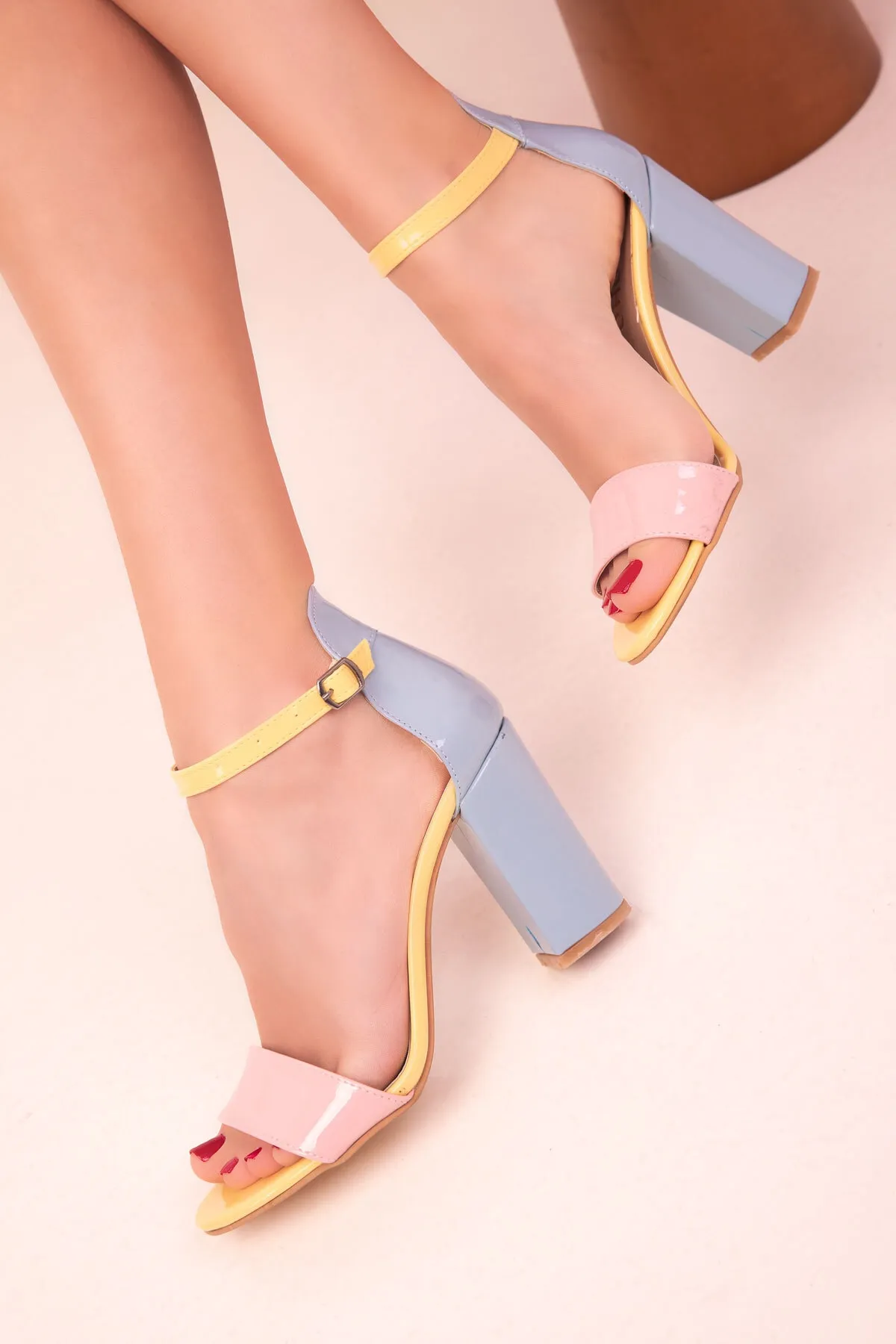 SOHO  Gelb-Puder-Blaue klassische Damenschuhe mit Absatz 14532