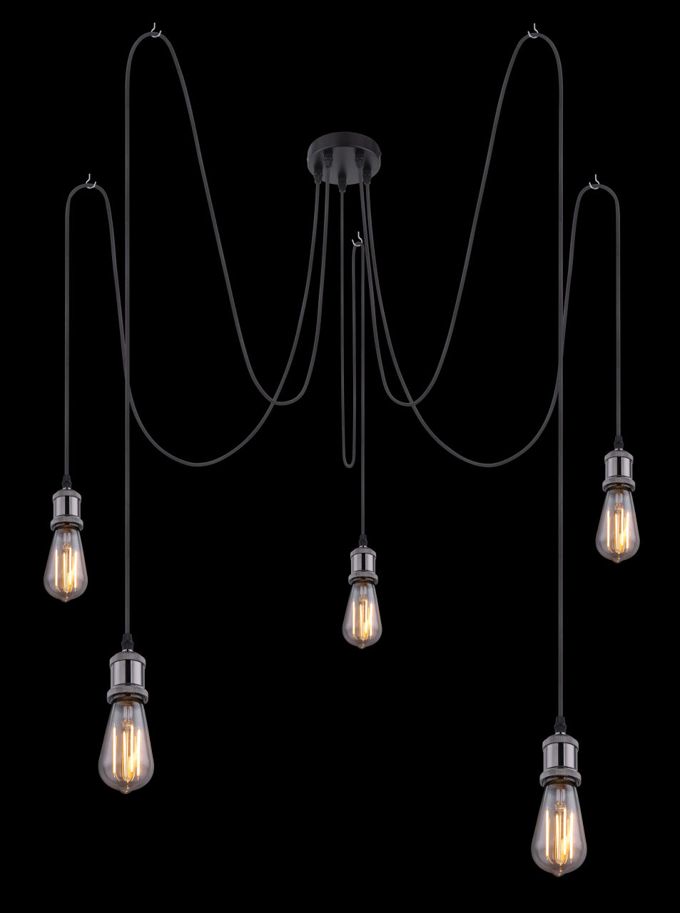 Globo Lighting - OLIVER - Hängeleuchte Metall schwarz, 5x E27