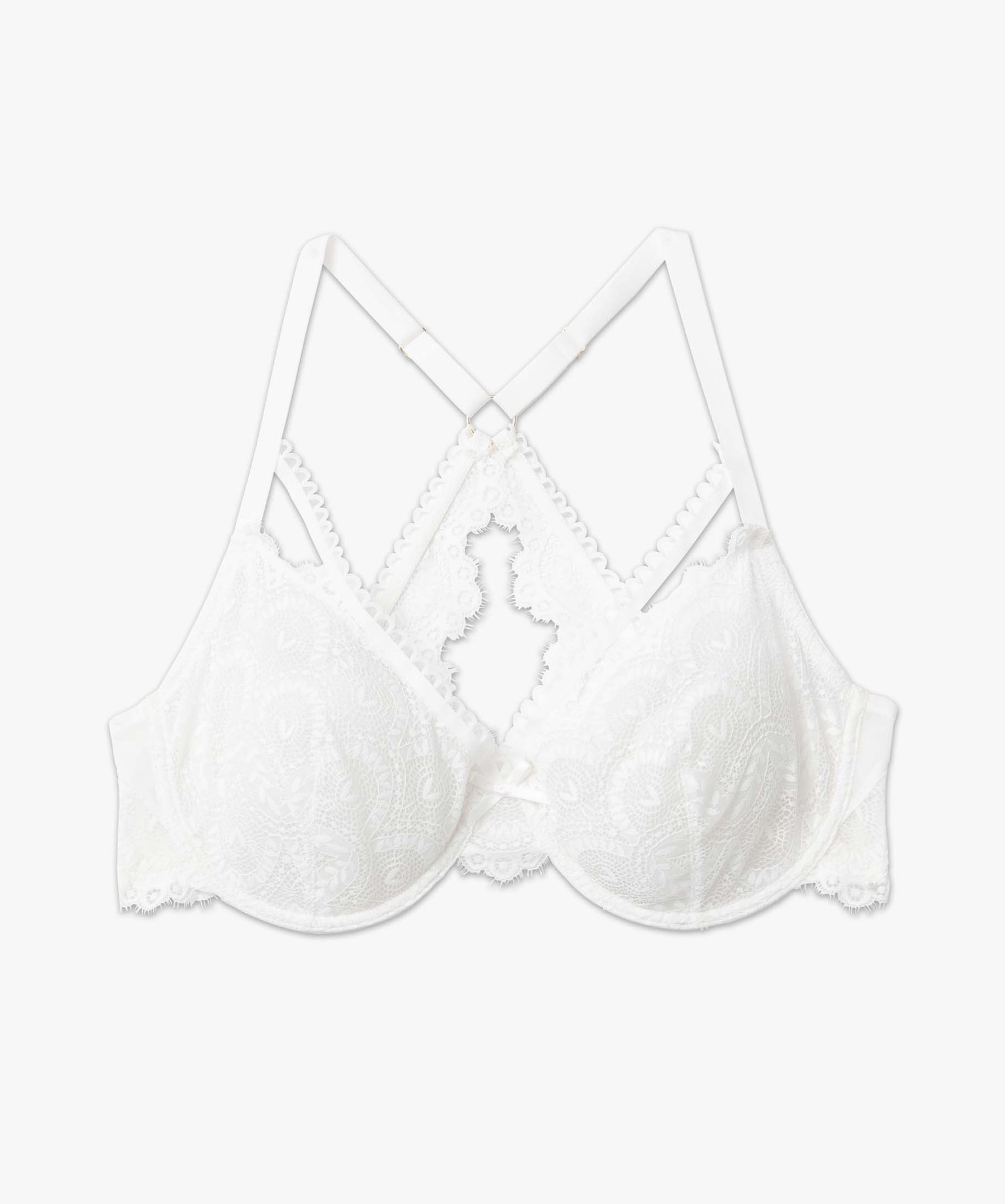 Soutien-gorge femme grande taille dos dentelle fantaisie blanc | GEMO