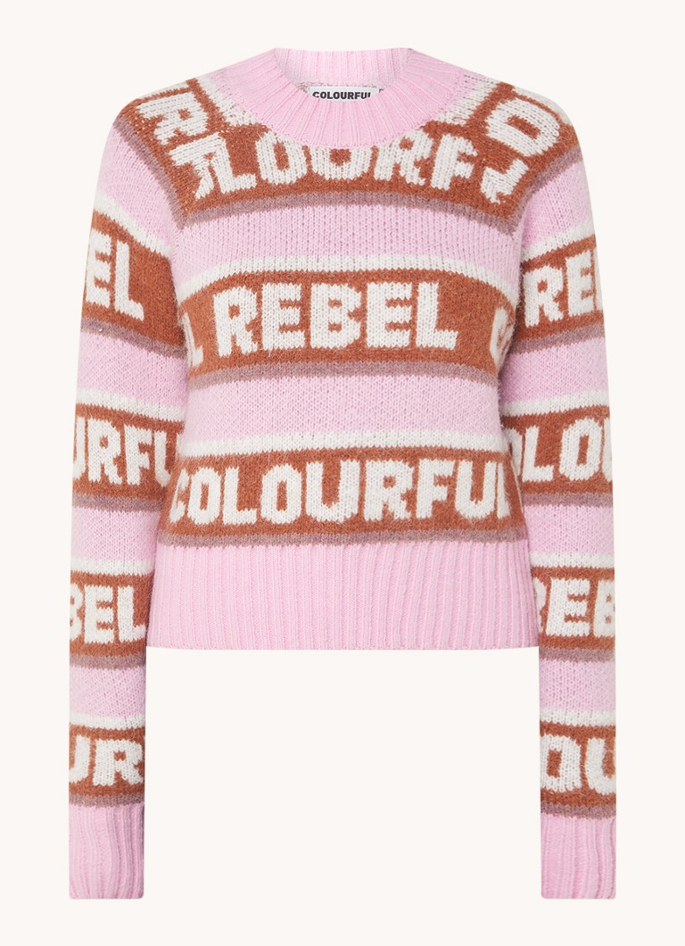 Fargerik Rebel Ximenia grovstrikket genser med brodert logo