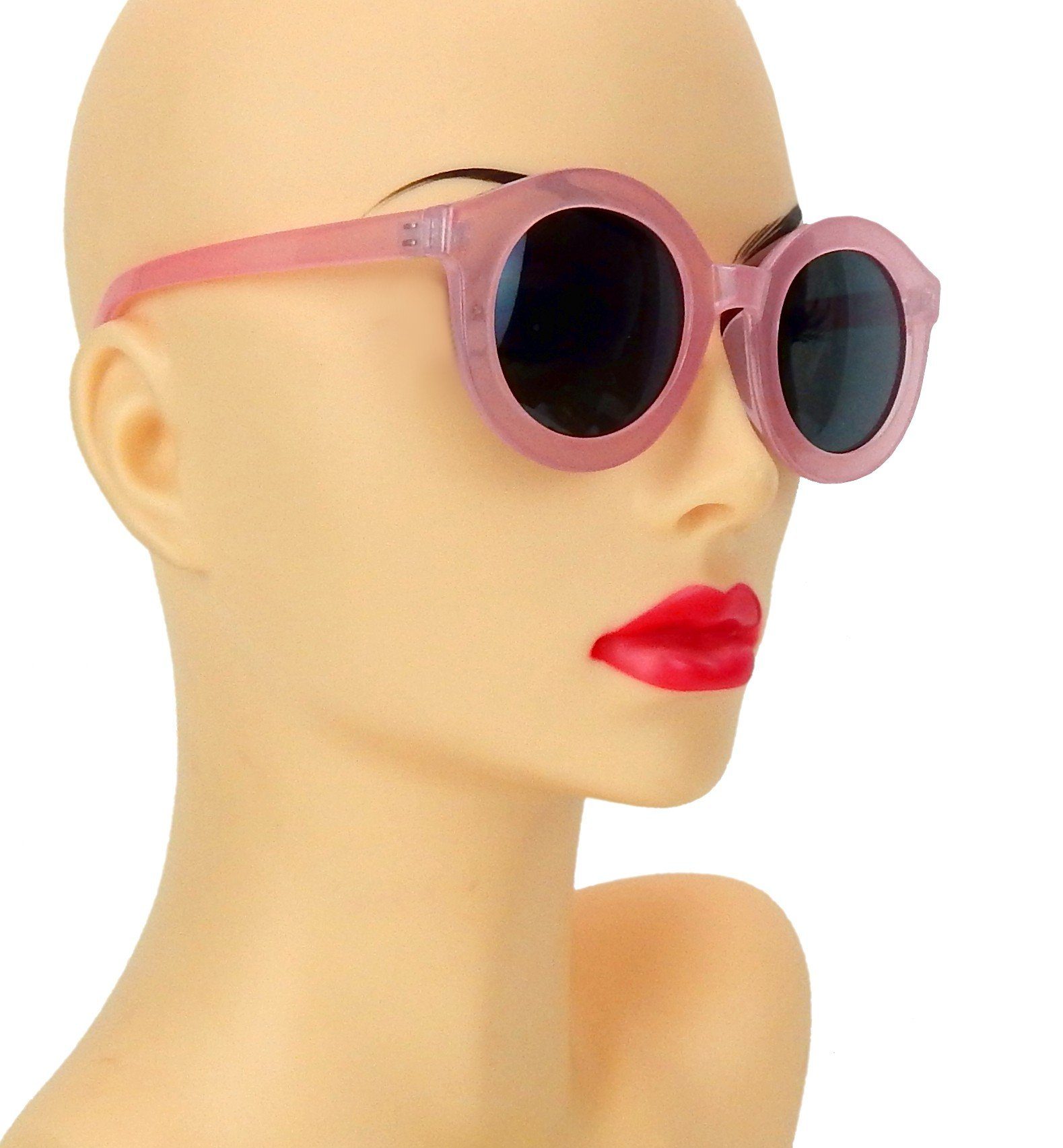 Ella Jonte Sonnenbrille im Boho Style mit runden Gläsern und transparenten Rahmen UV 400