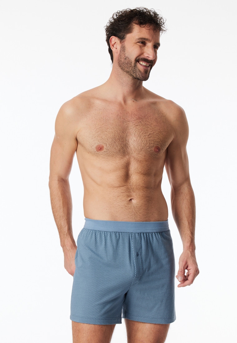 Boxershorts Organic Cotton gemustert blaugrau - Comfort Fit