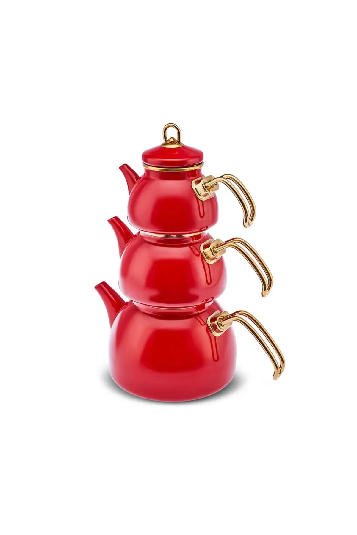 Karaca  Retro Emaye Teekannen-Set, 3 Stück, Rot
