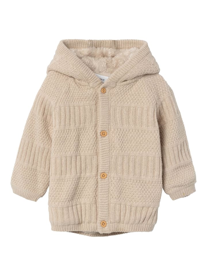 name it Strickjacke gefüttert Teddyfell in peyote melange günstig kaufen 62