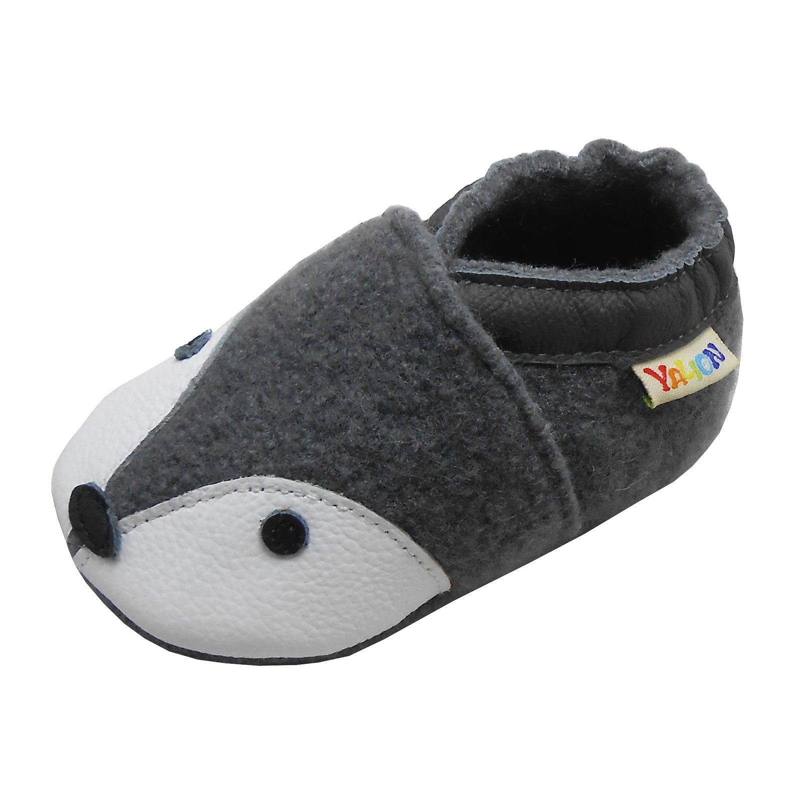 Yalion Krabbelschuh Filz Hausschuhe aus 100% Schafwolle, grau fuchs Krabbelschuh warm halten