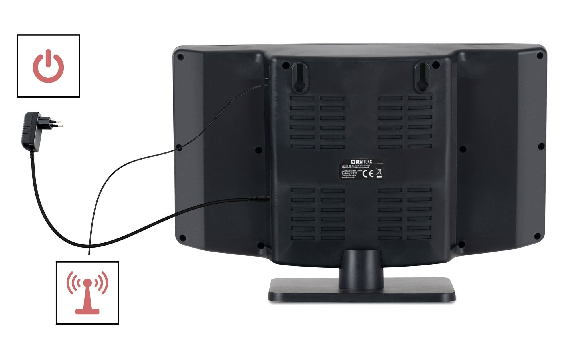 Beatfoxx MCD-60 Vertikal Stereoanlage (UKW/MW-Radio, 6,00 W, Microanlage mit CD/MP3-Player, USB-Slot und Bluetooth)