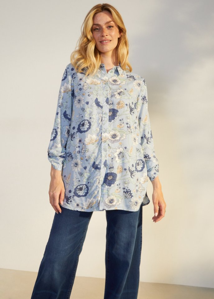 Longbluse, geblümt
