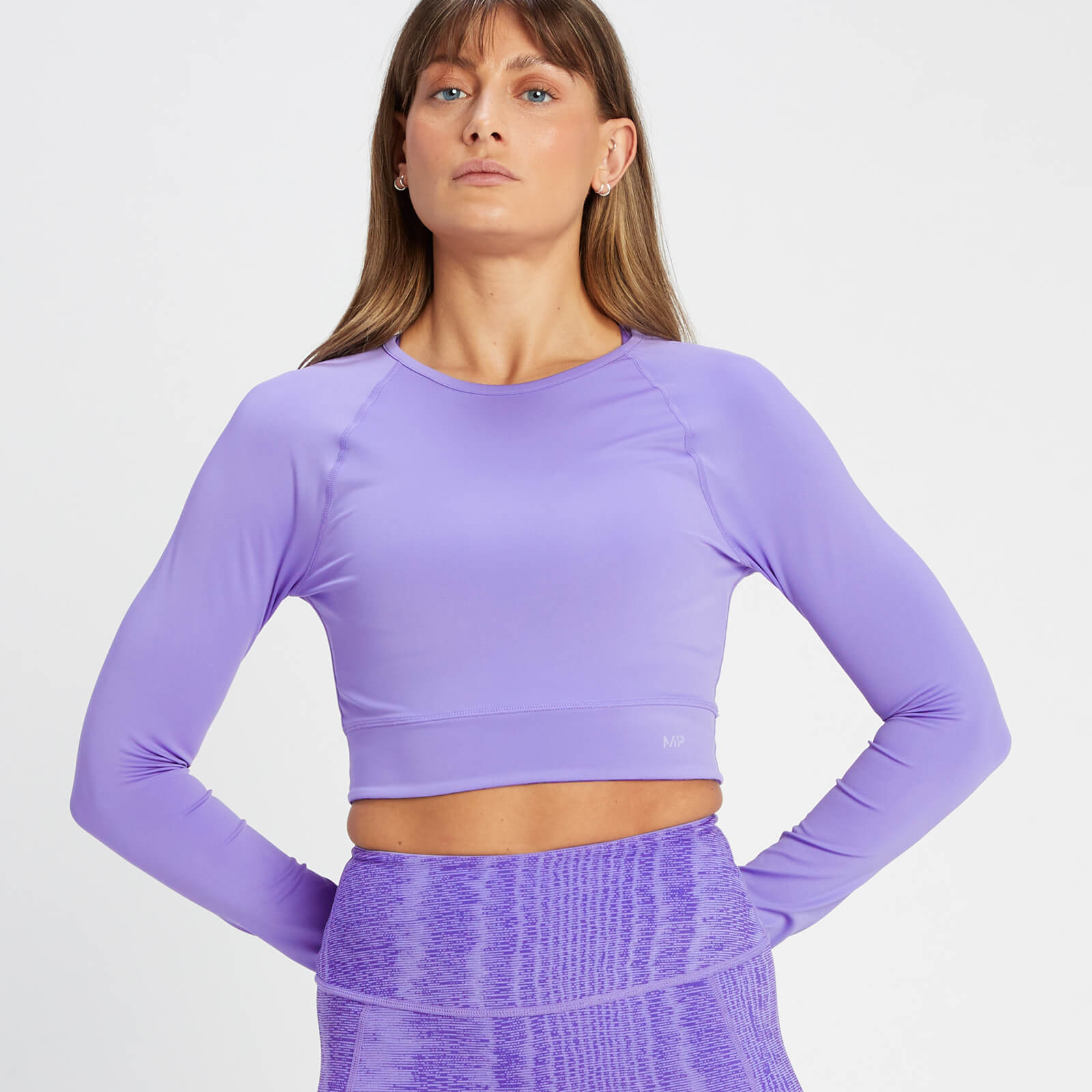 Crop top réversible à manches longues MP Tempo pour femmes – Violet paisley