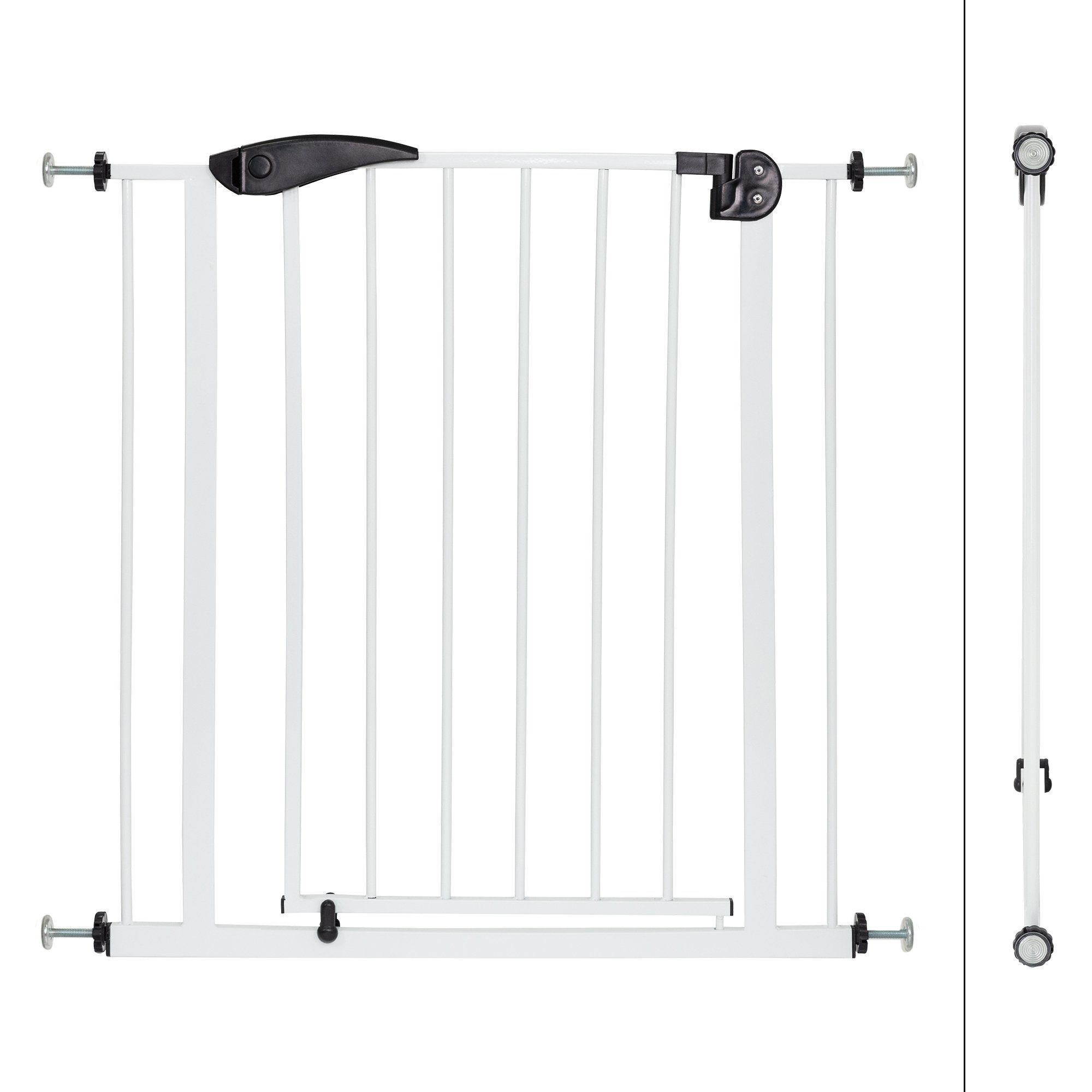 ECD Germany Türschutzgitter Metall-Gitter zum Klemmen, Treppenschutzgitter Absperrgitter, 75-85cm ohne Bohren Weiß beidseitig schwenkbar Selbstschließend Metall