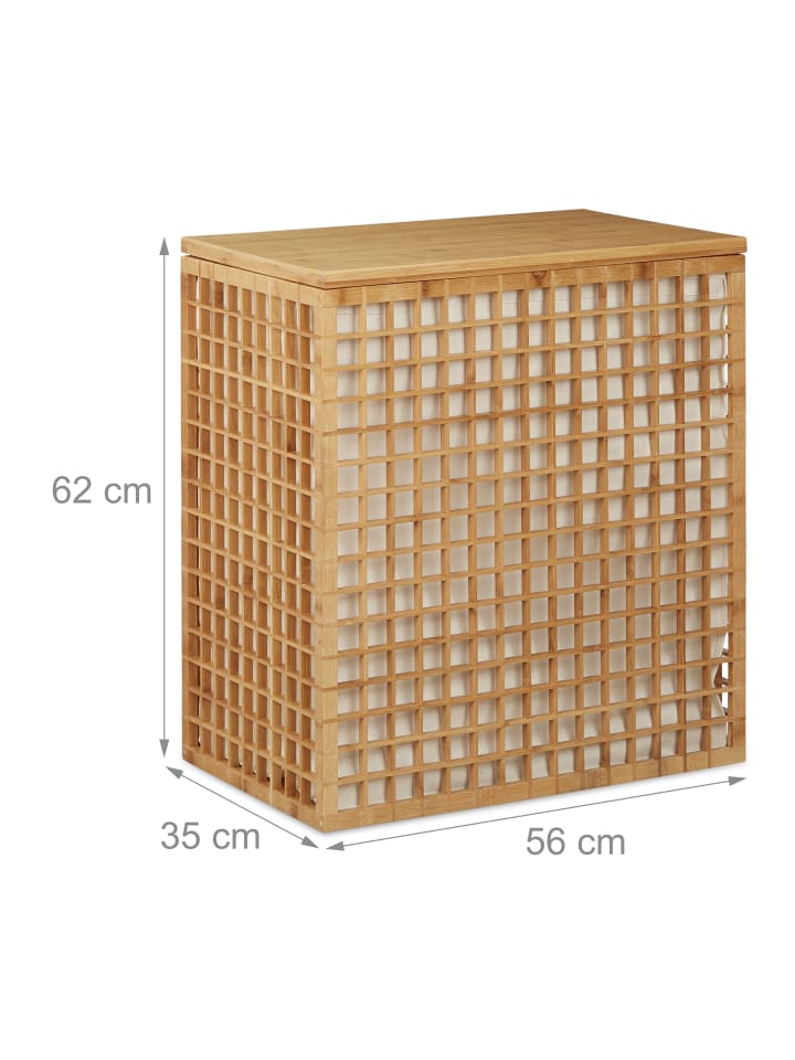 relaxdays Wäschesammler in Natur - (B)56 x (H)62 x (T)35 cm günstig kaufen onesize