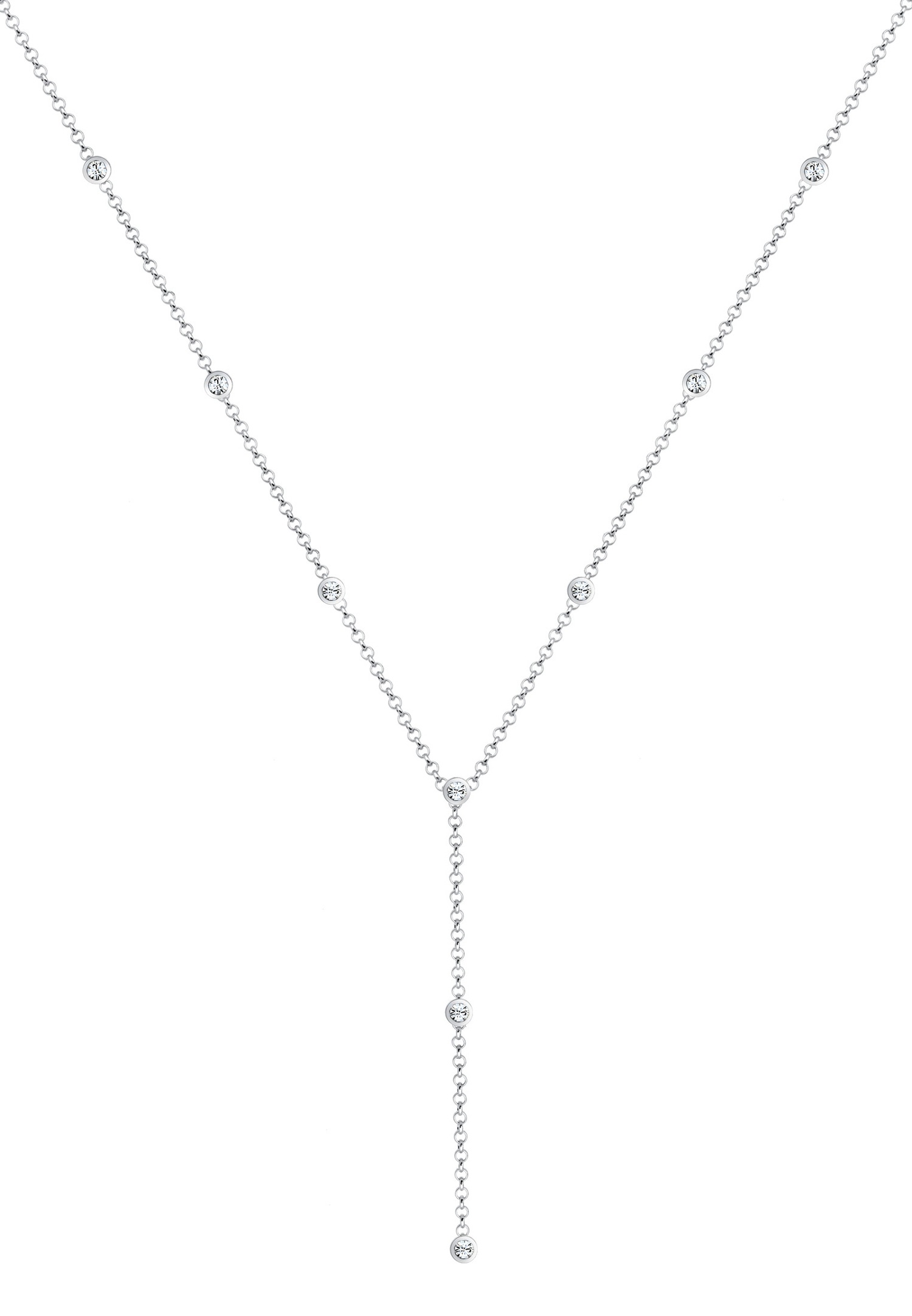 Collana da donna Elli, trendy, con design geometrico a Y e cristalli, in argento sterling 925.