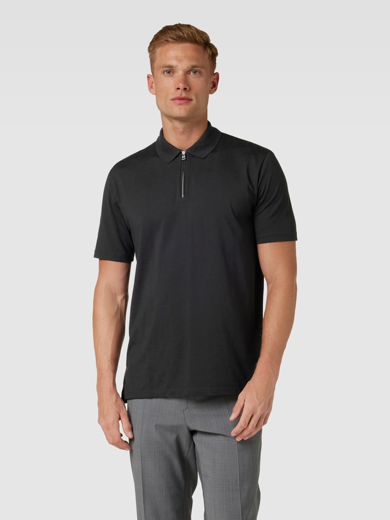 Poloshirt mit Polokragen Modell 'Dekok' in schwarz