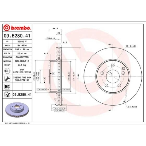09.B280.41 BREMSSCHEIBE BREMBO VA  VP2 - ATU