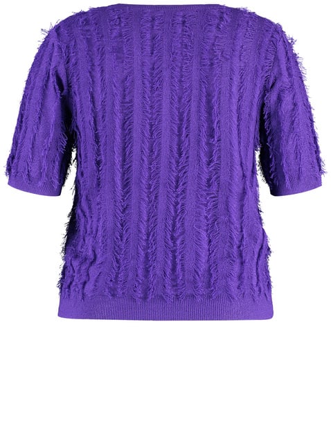 Kurzarmpullover mit Fransen-Details