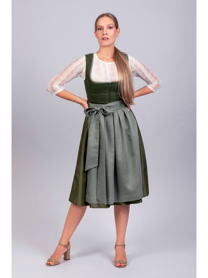 Edelnice Midi Dirndl Anni Leinen in grün günstig kaufen