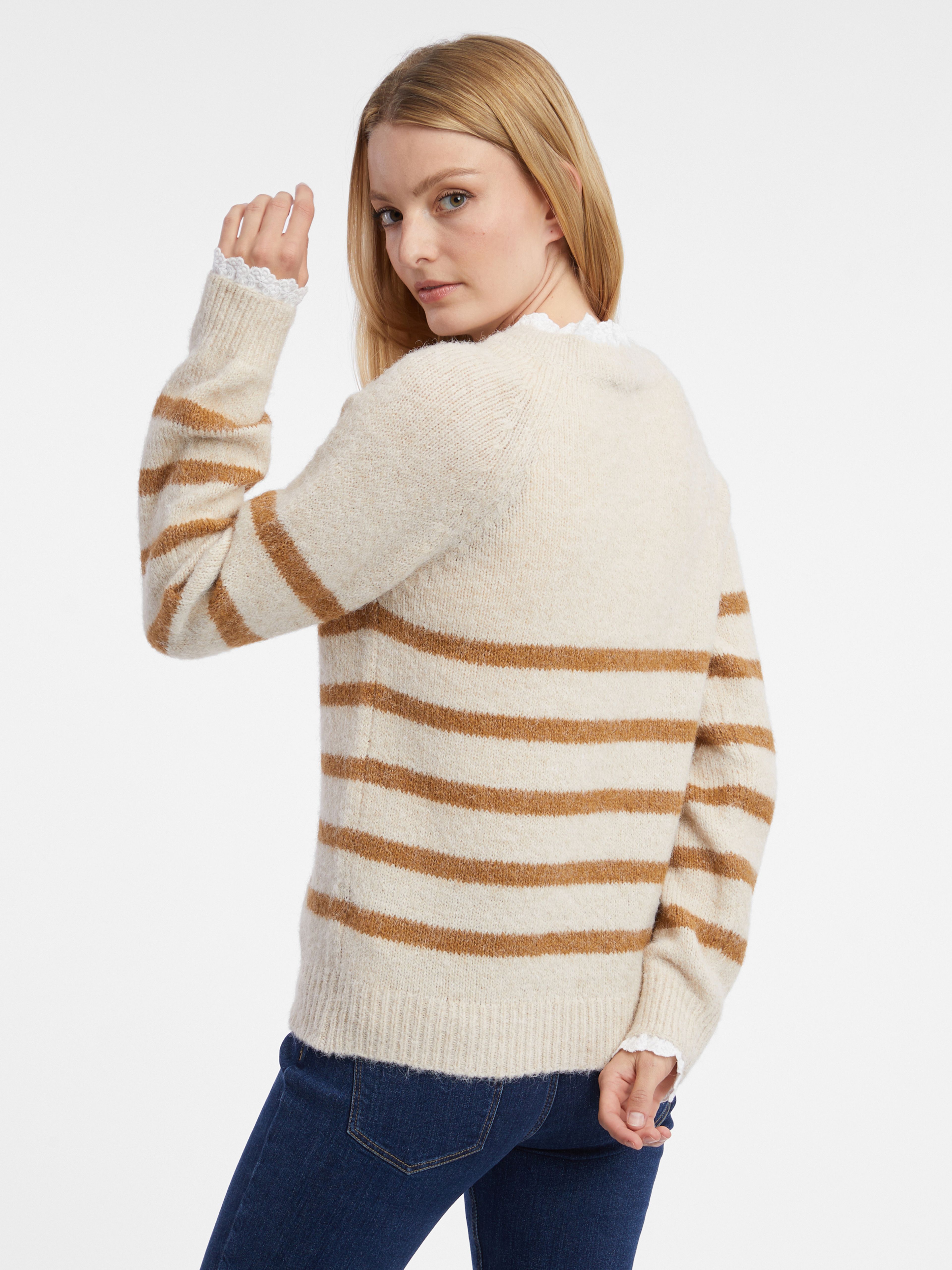 Beige gestreifter Damenpullover ORSAY