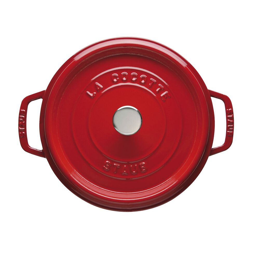 Cocotte 24 cm, rund, Kirsch-Rot, Gusseisen