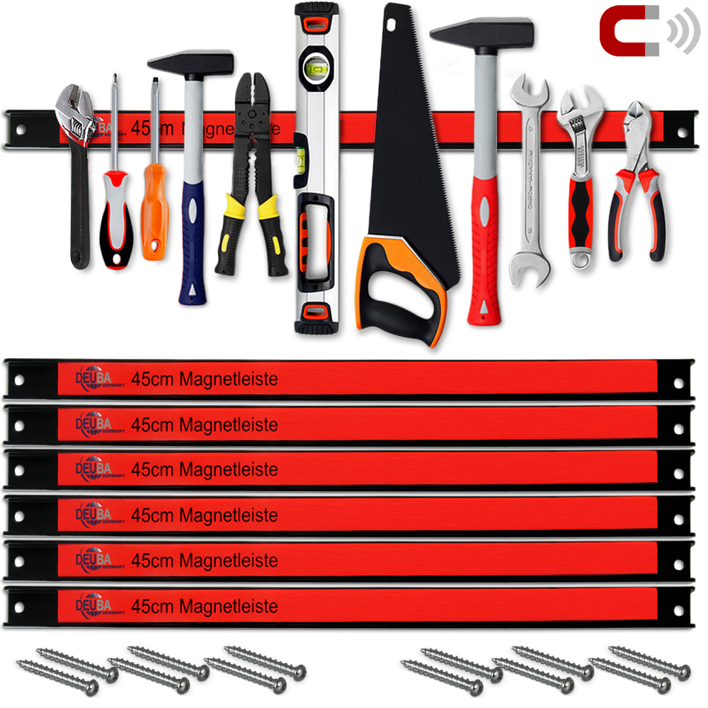 DEUBA Deuba® Magnetleiste 23kg 45cm 3 tlg rot-schwarz