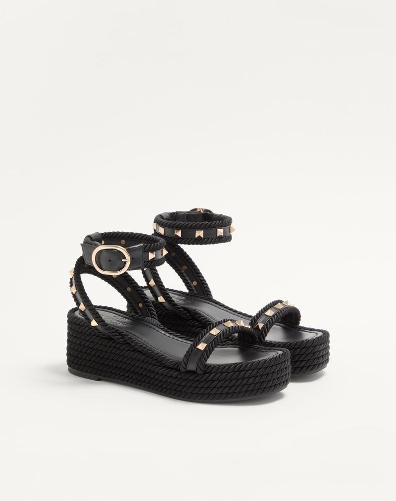 Flatform Rockstud kalveskindssandal 45mm