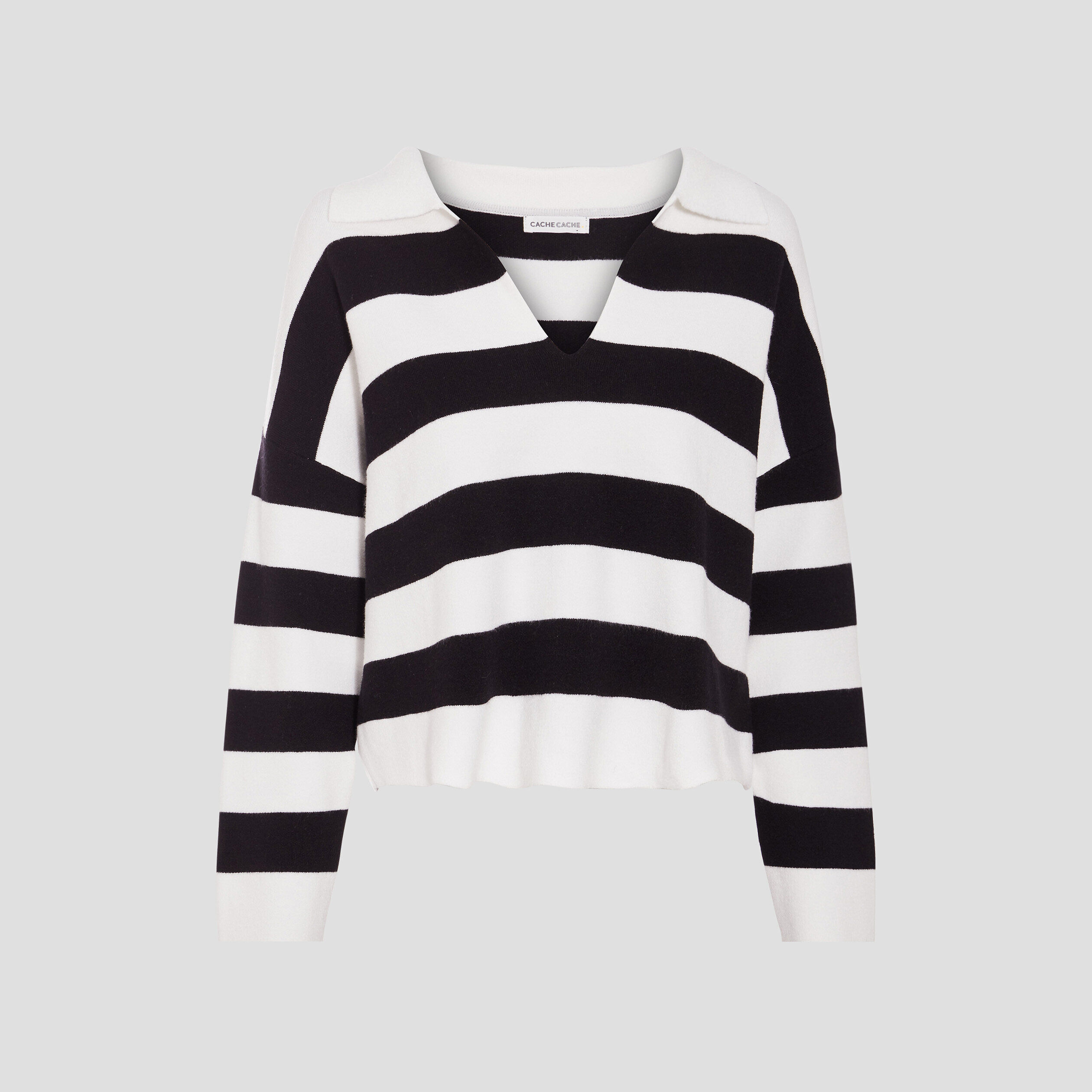 Pull avec col en V ecru femme | Cache Cache