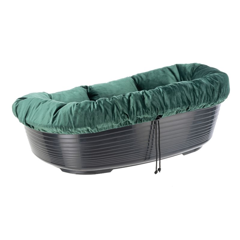 Set aus Ferplast Korb Siesta Deluxe mit Überzug Sofà Samt grün