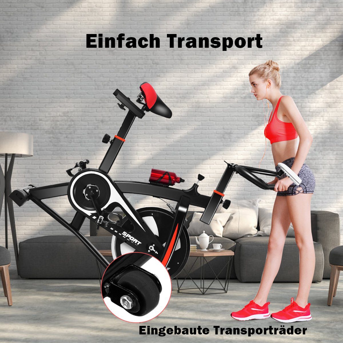 COSTWAY Heimtrainer Indoor Fahrradtrainer, einstellbar