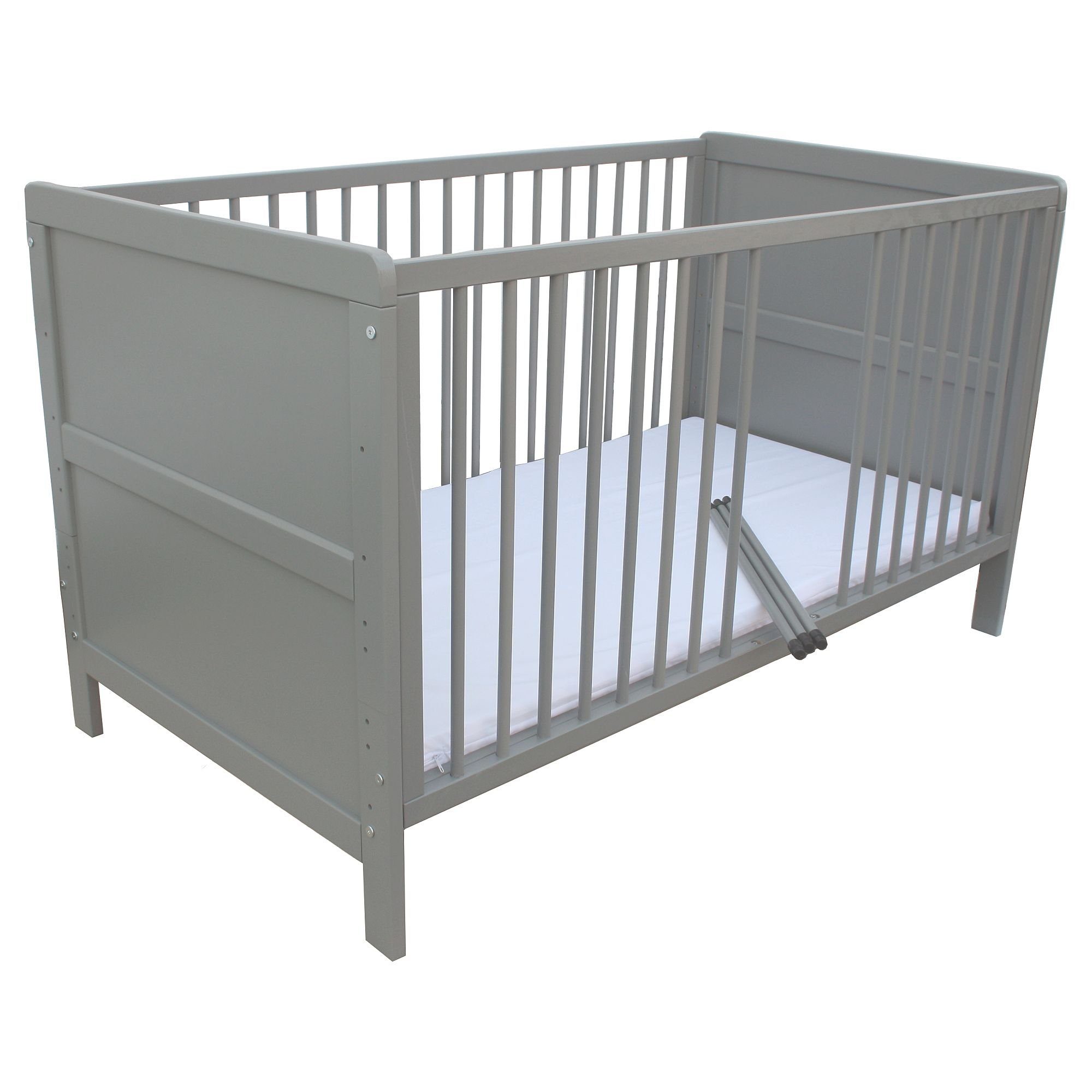Micoland Kinderbett Kinderbett Juniorbett Beistellbett 140x70 cm 3in1 grau