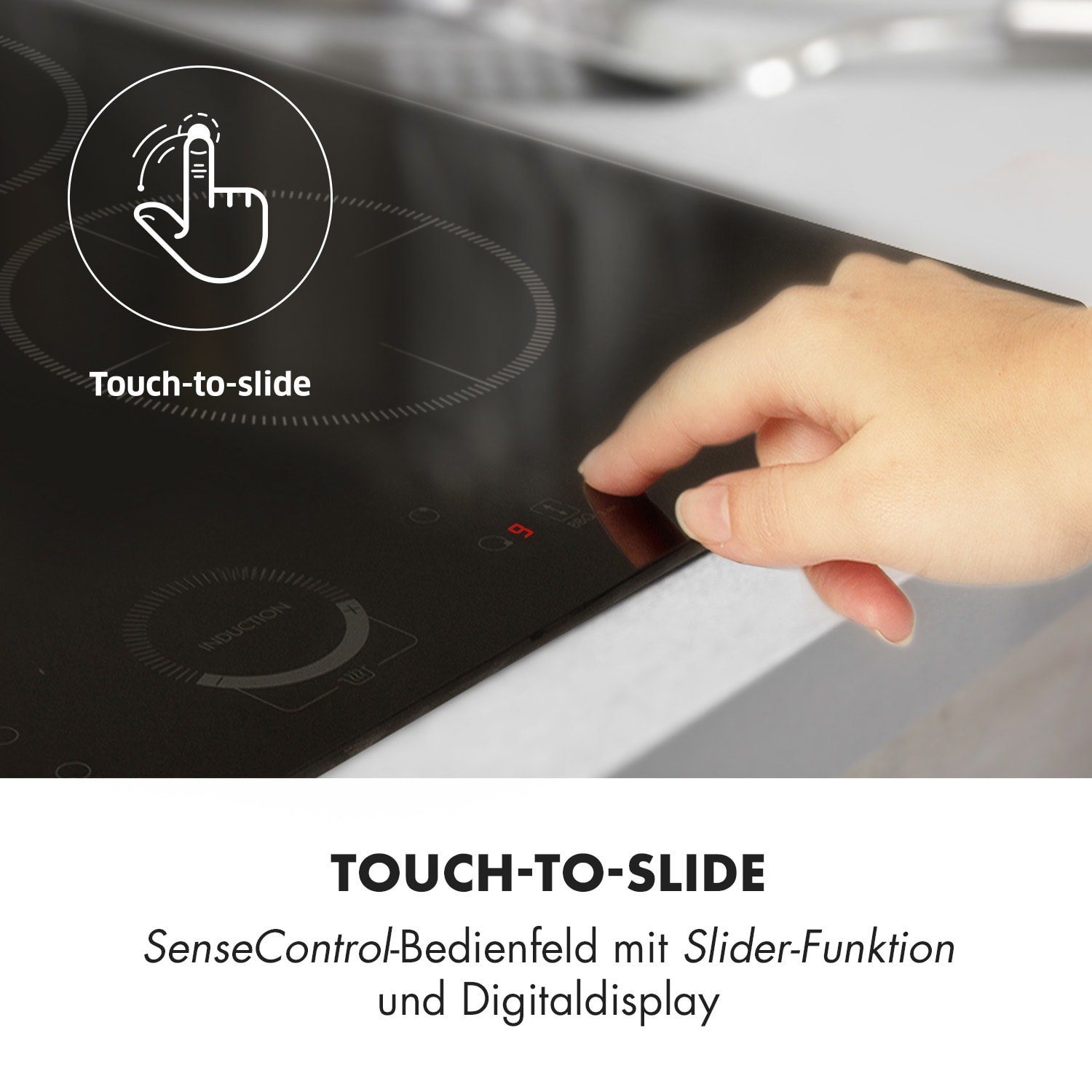 Klarstein Induktions-Kochfeld Delicatessa 60 Hybrid Einbaukochfeld Induktion Autark 4 Zonen 7000W Glaskeramik CP4-Delicatessa60HY, Einbau Induktionskochfeld 4 Kochfelder Platten Induktionsherd autark