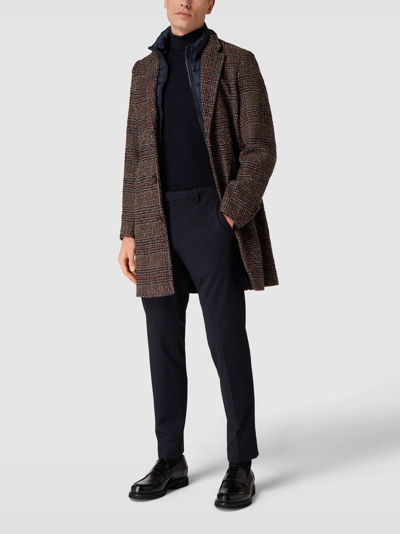 Mantel mit herausnehmbarem Reißverschluss Modell 'Wool Coat' in mittelbraun meliert