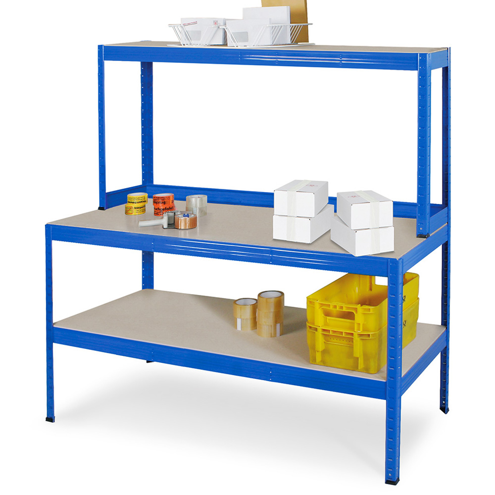 BRB Werkbankregal mit Regalaufsatz und Regalboden Gesamtmaße BxTxH 1500 x 600/300 x 1500 mm