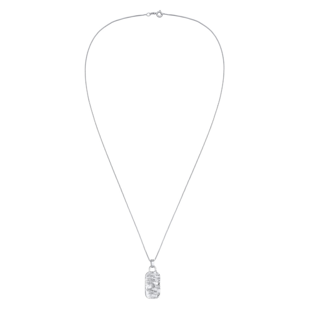 KUZZOI KUZZOI Collier Hommes Pendentif Plaque Martelé Military en argent sterling 925 collier