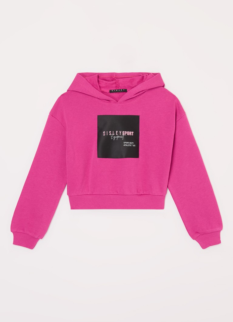 Sisley Young Cropped Hoodie mit Glitzer und Logo