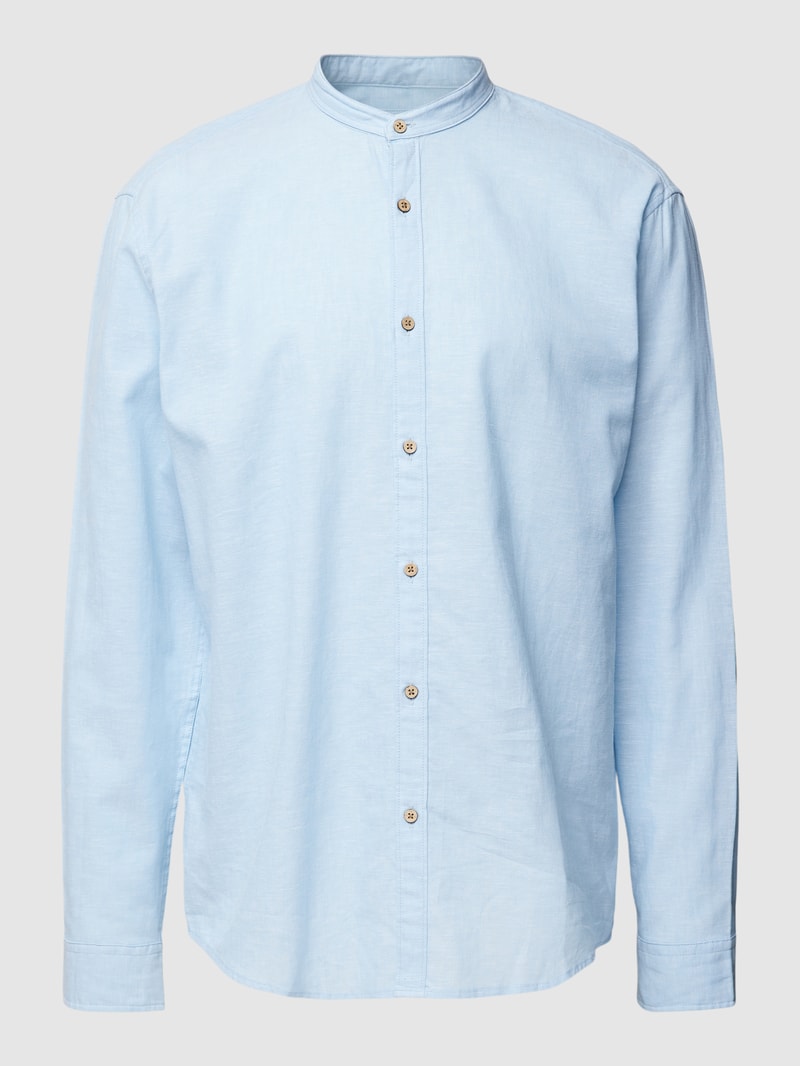 Tailored Fit Freizeithemd mit Stehkragen in bleu