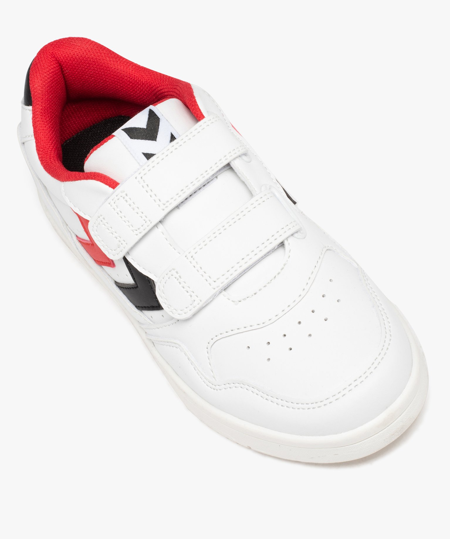 Baskets Garçon unies à bandes colorées et double scratch ... blanc | GEMO