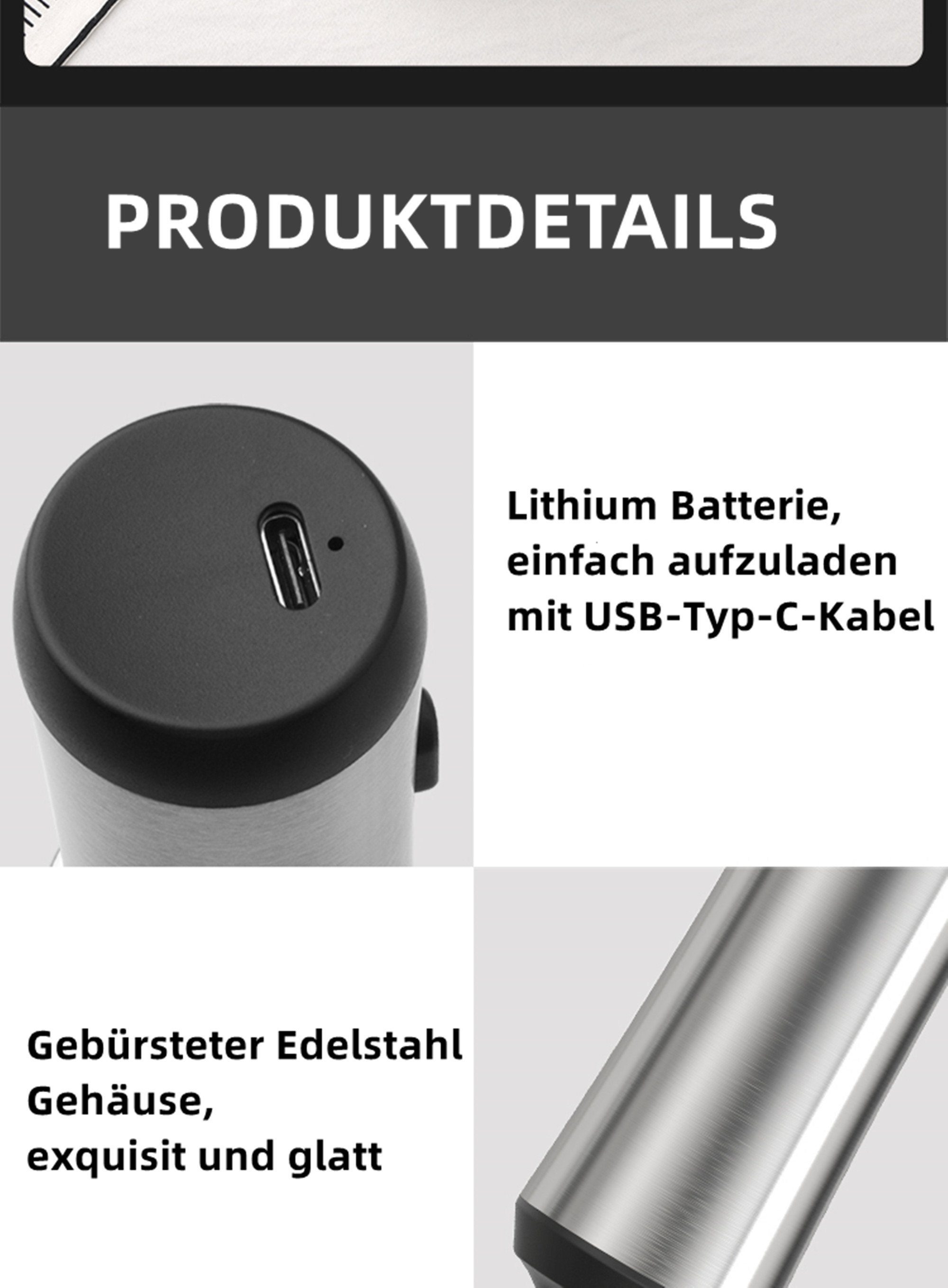 Tisoutec Milchaufschäumer Milchaufschäumer mit Spezialspirale elektrischer Handmilchaufschäumer, Batteriebetriebener elektrischer Milchaufschäumer mit Edelstahlständer
