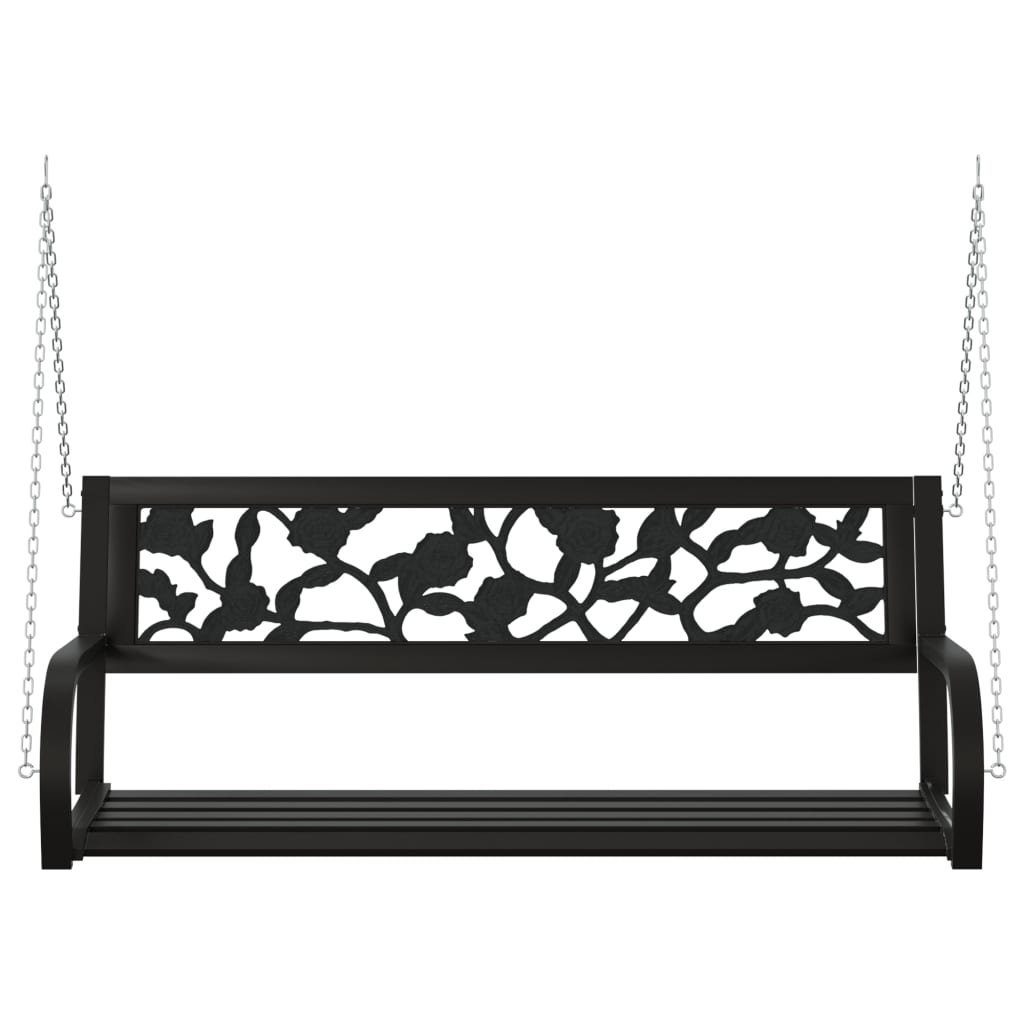 vidaXL Hollywoodschaukel Hollywoodschaukel 125 cm Stahl und Kunststoff Schwarz 2-Sitzer