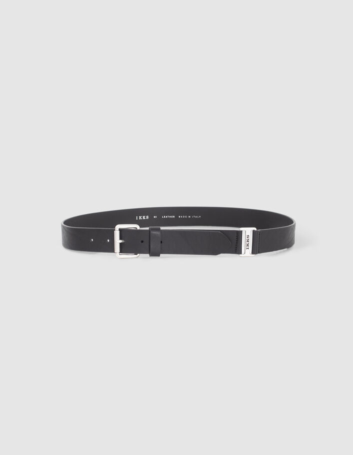 Ceinture noire cuir détail boucle métal Homme