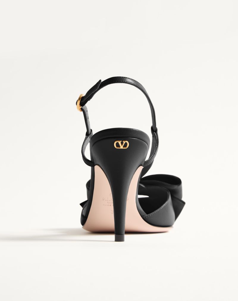Sapatos de salto Bowow Slingback em couro de cabra de 85 mm
