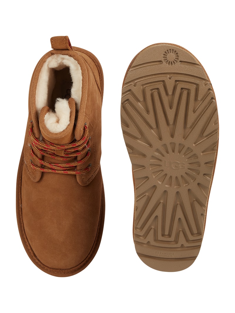 Lederboots mit Lammfellfutter Modell 'Neumel' in cognac