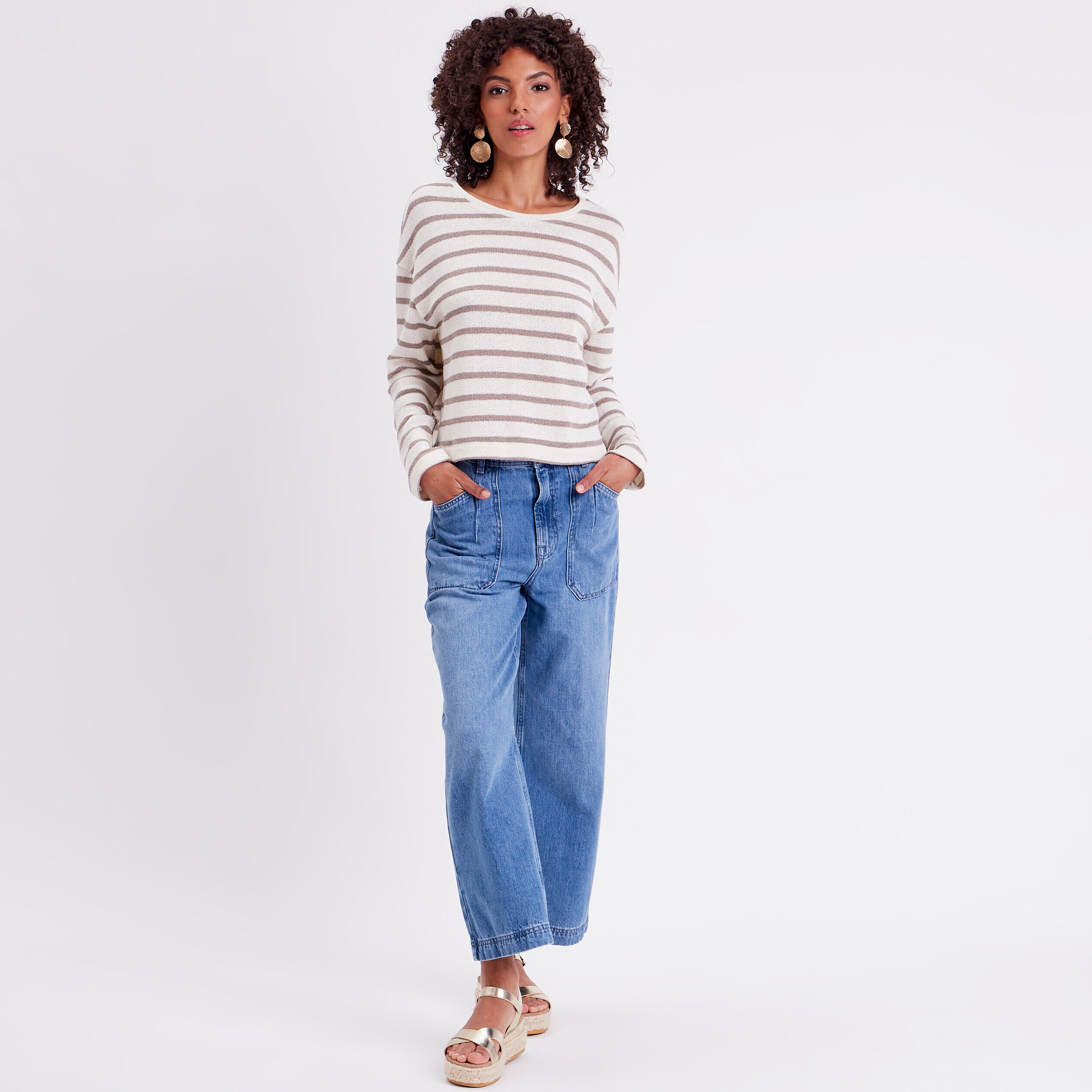 T-shirt manches longues ecru femme | Cache Cache