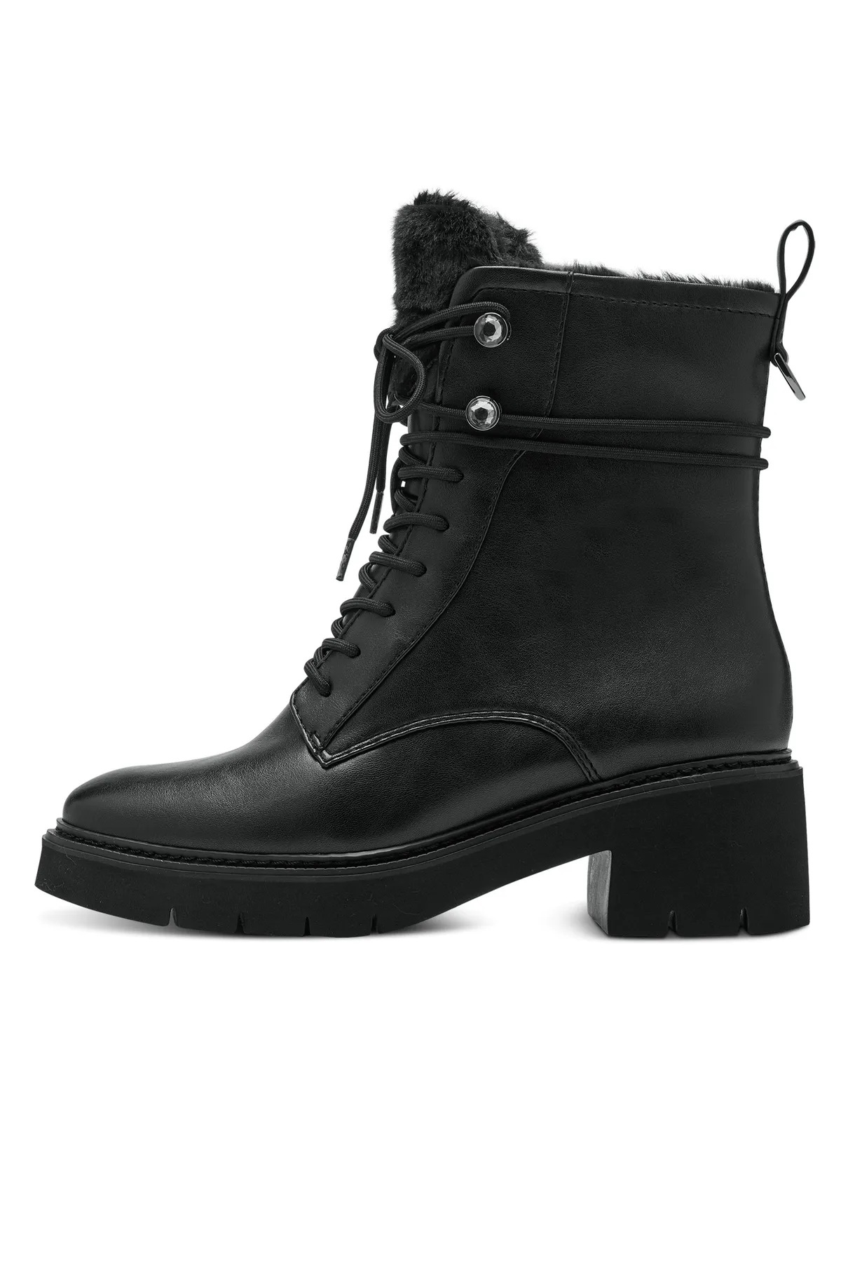 Tamaris  Damen Elegante Stiefelette 1-26292-41 Schwarz 001 Black Lederimitat/ Textil mit TOUCH-IT