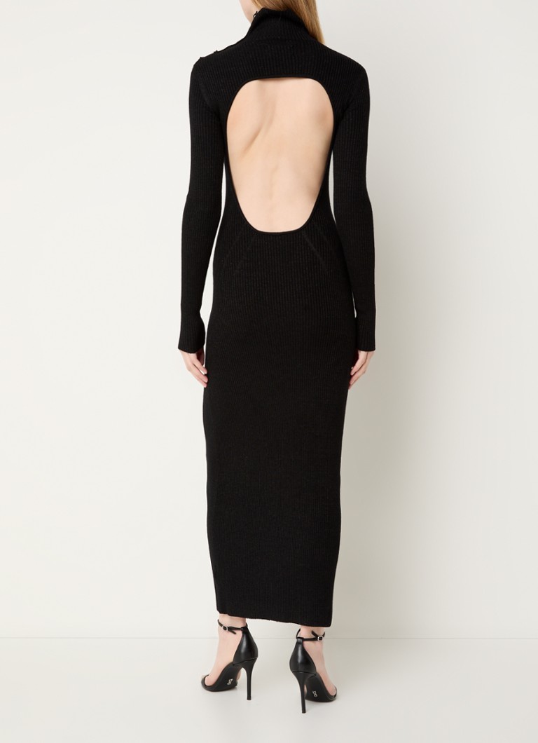 Rochie midi din amestec de lână Mireille de la Zadig&Voltaire, cu structură striată, cu decolteu adânc la spate.