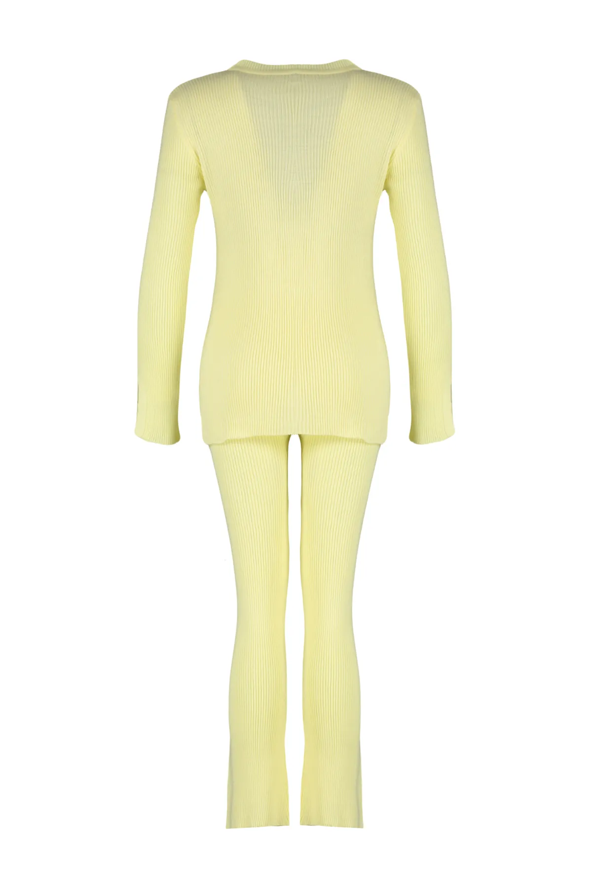 Trendyol Collection  Set aus Oberteil und Unterteil aus geschlitztem Strick in Gelb TWOAW24AU00101