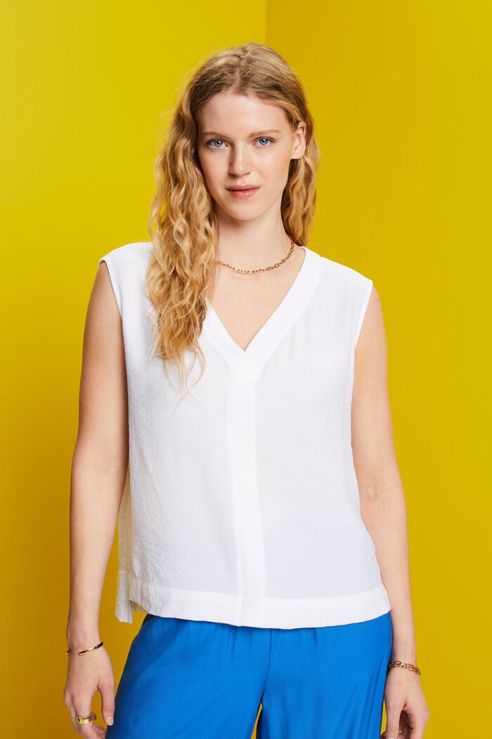 Ärmellose Bluse in Crinkle-Optik