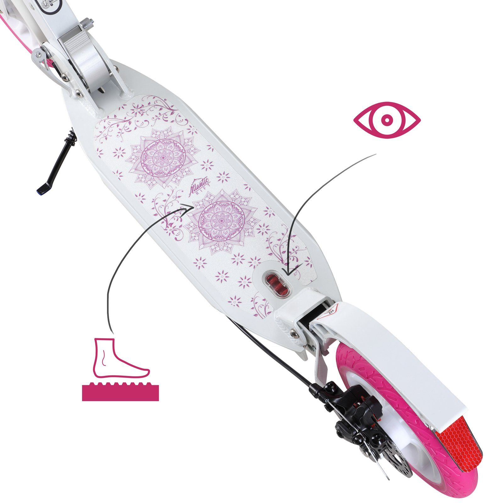 Spielwerk Stuntscooter Mandala, (1 tlg), klappbar ABEC 9 Höhenverstellbar Doppelfederung City Roller