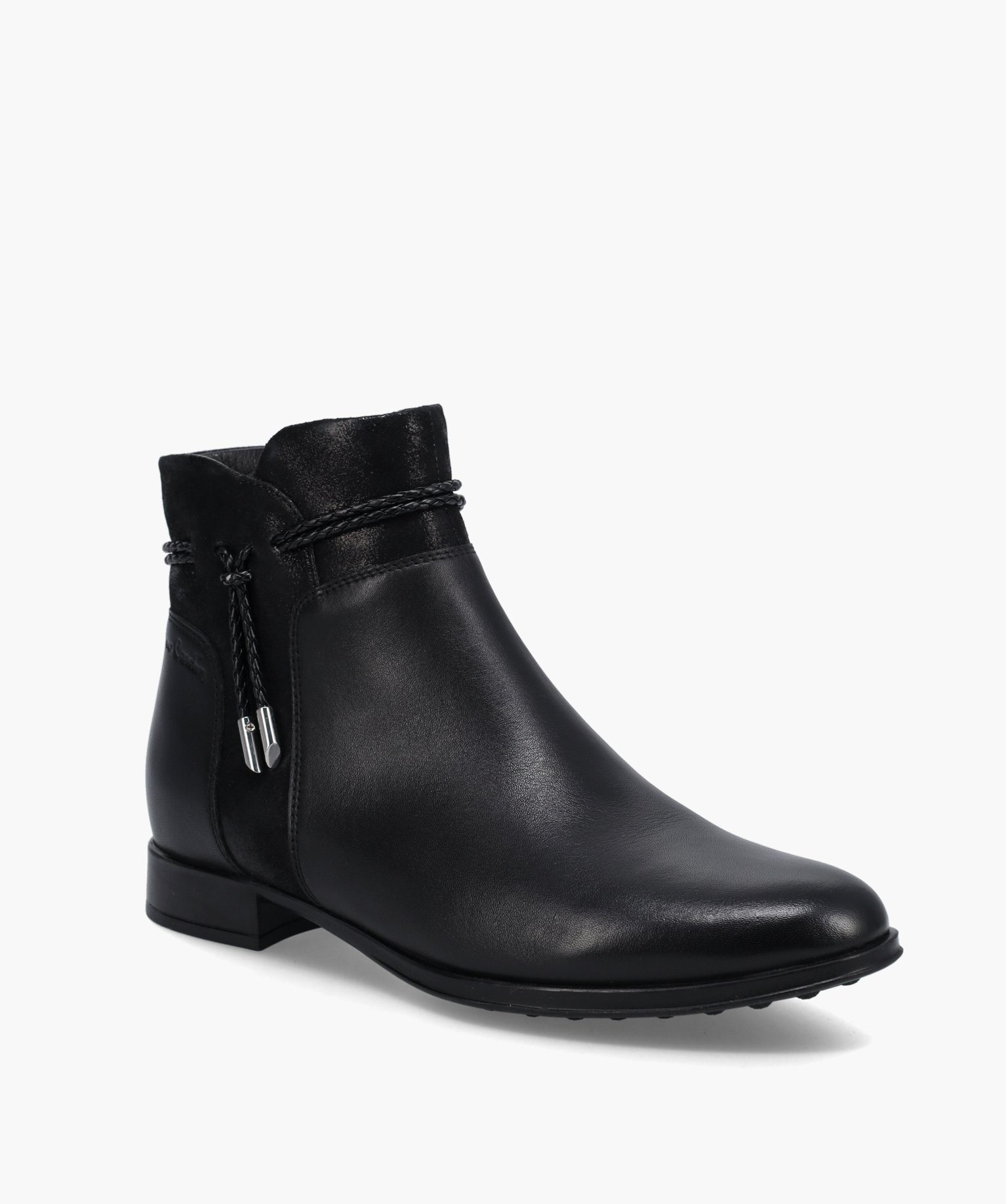 Boots femme dessus cuir uni et cuir fantaisie – Pierre Cardin noir | GEMO