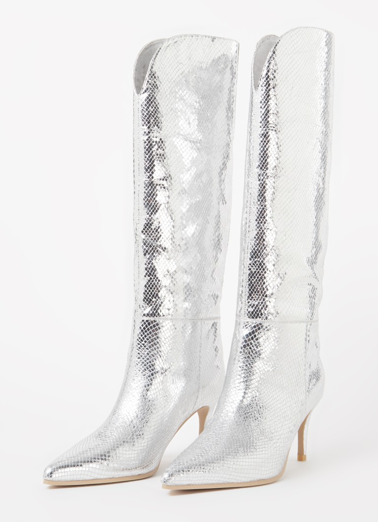JOSH V  Miruna laars met slangenstructuur en metallic finish
