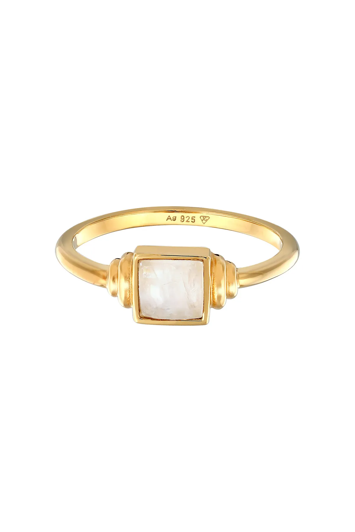 ELLI  Ring Mondstein Quadrat Vintage 925 Silber