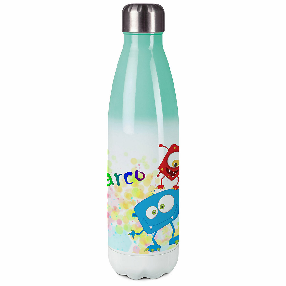 Edelstahl Kinder Thermoflasche / Trinkflasche bunt Monster Farbkleks Spülmaschinenfest, Auslaufsicher, Bruchfest, Doppelwandig, Für Heißgetränke geeignet, Mit Deckel, Isoliert