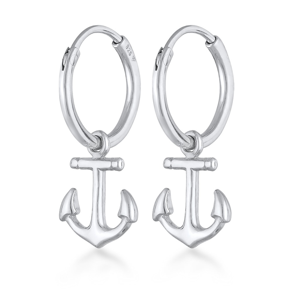 Elli Elli Boucles d'Oreilles Femmes créoles Ancre pendentif maritime en argent sterlin Boucles d'oreilles
